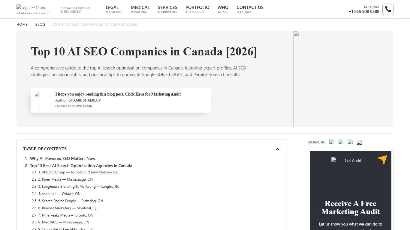 Top 10 AI Search Optimization Companies in Canada (2026)